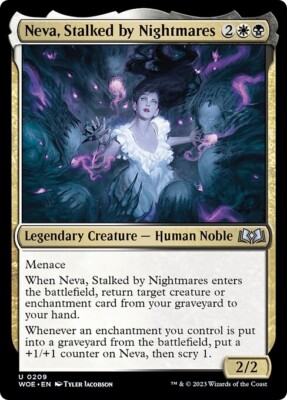 NEVA, STALKED BY NIGHTMARES x4 mtg NM Wilds of Eldraine 4 Unc