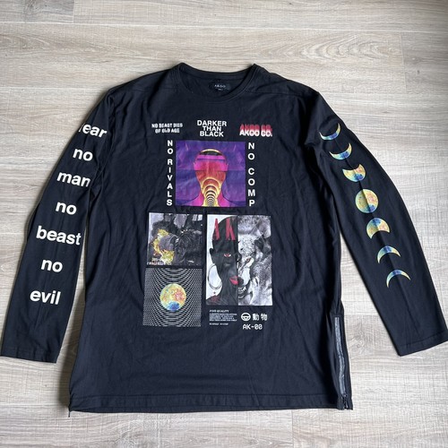 Akoo Mens Graphic Tshirt Black Sz 3XL 