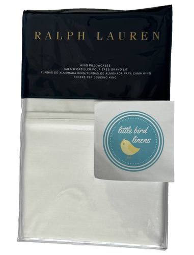 RALPH LAUREN KING Pillowcases Pair WHITE Bedford Sateen 800 Thread count New - Picture 2 of 5