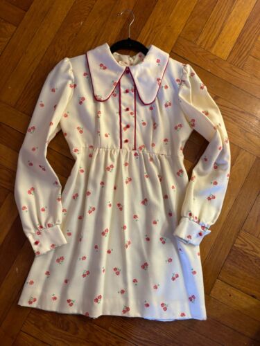 Vintage Handmade Cotton/Wool Rose Print dress 1960