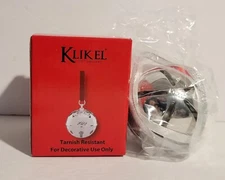 Klikel Shiny Silvertone Holly Sleigh Bell Ornament 2022 3” Tarnish Free NIB