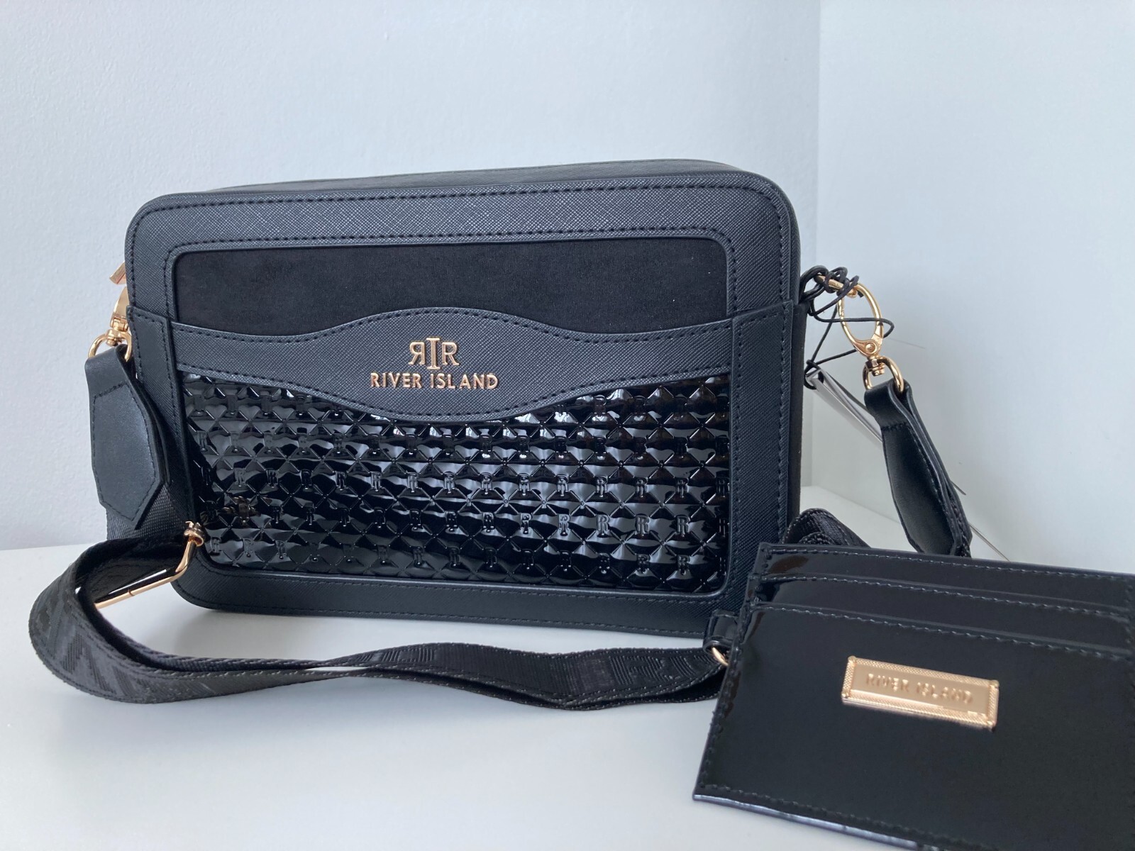 River Island Cross Body Bag black SET CARD HOLDER 2 Ri CLUTCH shoulder