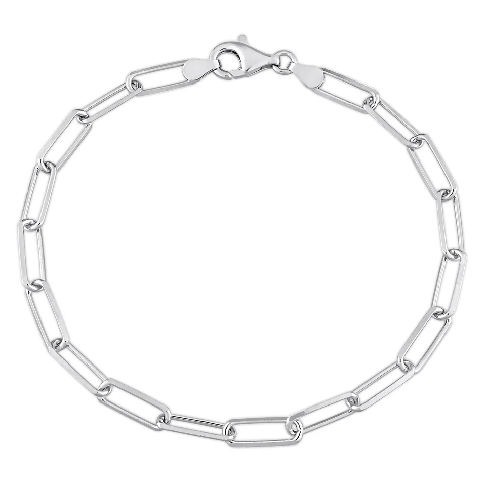 Amour Sterling Silver 5mm Diamond Cut Paperclip Chain Anklet - 9 in.