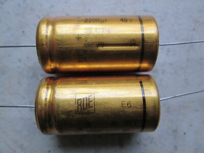2ST. ROE Elko Axial 2.200µF/40V Gold NOS