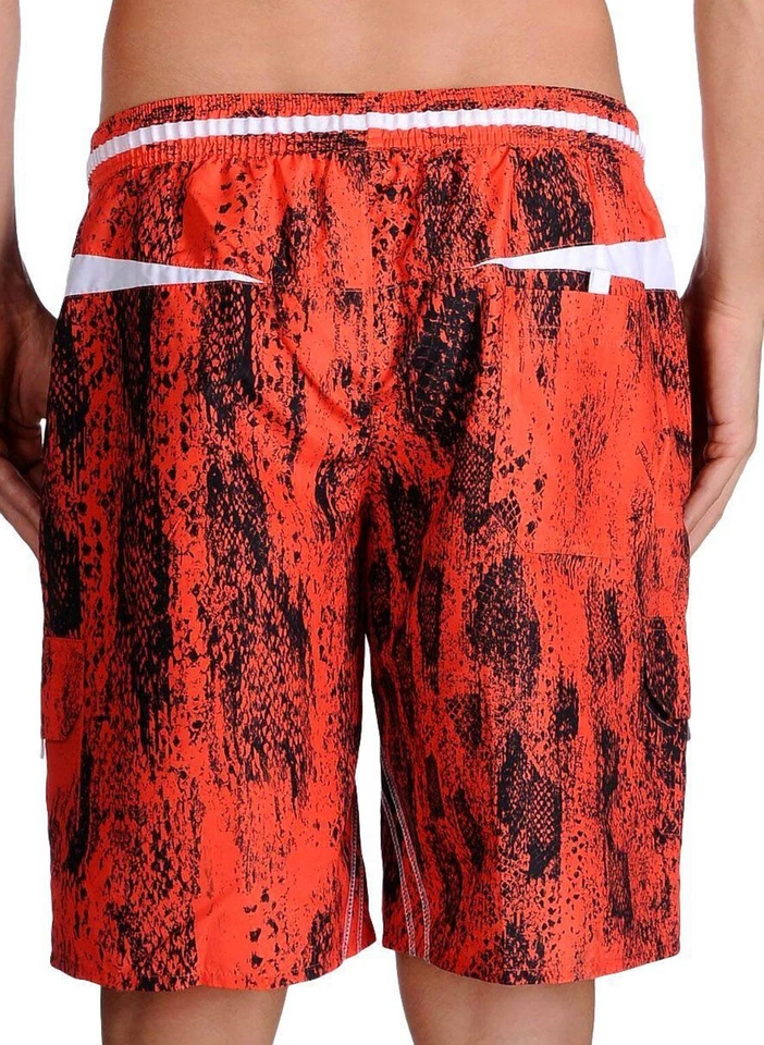 Just Cavalli Rojo Negro Hombre Pantalones Cortos Playa Atlético Boxer Talla L NUEVO Foto 2 de 4