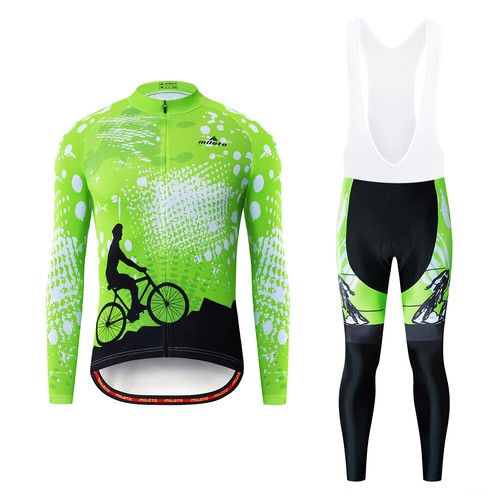 Miloto Men's Cycle Jersey Bib Tights Set Long Sleeve Cycling Clothing Padded Kit - Picture 15 of 16