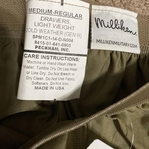Cajones Milliken Gen III para clima frío para hombre medianos REG peso seda ligeros NUEVO - Imagen 2 de 3