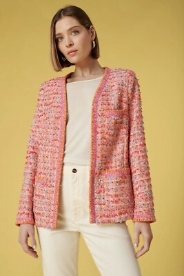 Weill Multicolored Tweed Jacket New Carmela Orange Size 2