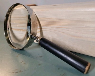 Vintage B&LO Co Bausch & Lomb 4'' Lens Magnifying Glass Beaded Neck Wood Handle