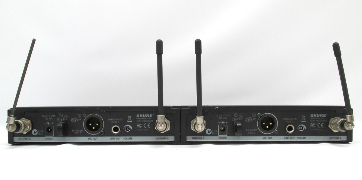 2x Rackmount Shure SLX4 H5 518-542 MHz Wireless Microphone