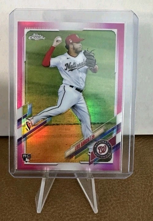 2021 Topps Chrome Luis Garcia Jr Rookie RC Pink Magenta Refractor /399 #189 Nats