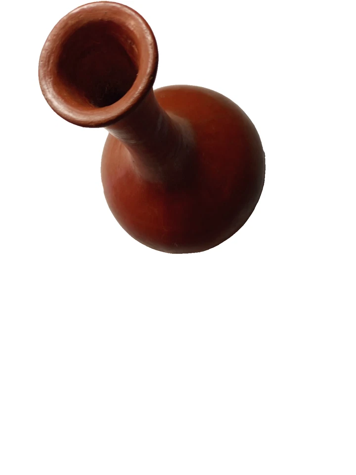 Grand vase ancien en terre cuite – Fait main – 35 cm – Couleur rouge brique - Photo 1/4