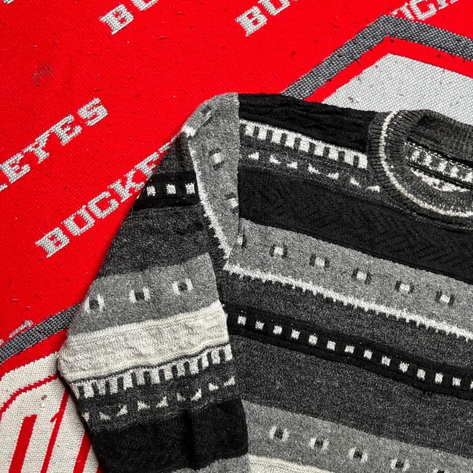 Vintage Coogi Style Men’s Grey/Black Knitted Jumper | M image 2