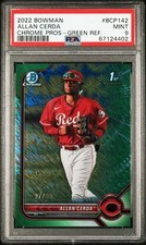 2022 Bowman Chrome ALLAN CERDA 1st Bowman #BCP142 Green Refractor 27/99 PSA 9