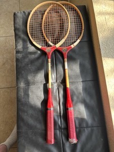 Vintage Wooden Badminton Rackets by The Star Brand Made In Japan Set of 2