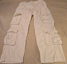 AEROPOSTALE UTILITY CARGO WIDE LEG PANTS SIZE M WOMENS BEIGE 30" Waist -8 Pocket
