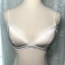 Reggiseno senza fili Intimissimi bianco raso pizzo leggermente foderato 34B sposa