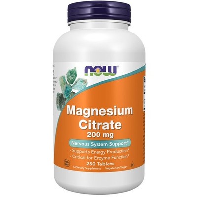 Magnesiumcitrat 200 mg 250 Tabletten Knochen und Muskeln Now Foods