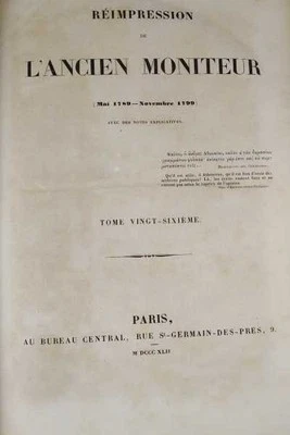 Réimpression de L'ancien Moniteur. Mai 1789 - Novembre 1799. Tome Vingt-sixi... - Bild 1 von 4