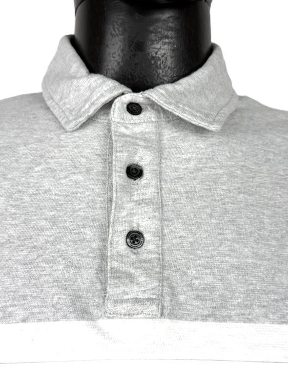 Calvin Klein jeans polo homme S coton lourd gris manches longues logo - Photo 3/4