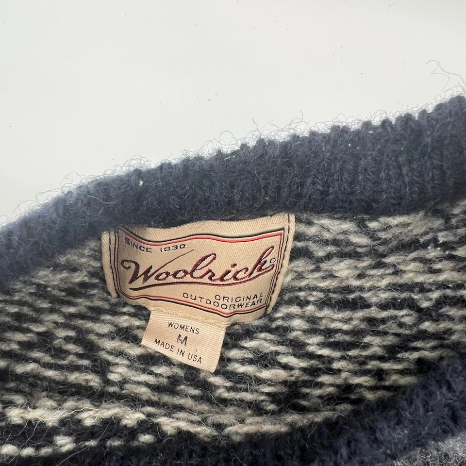 Suéter feminino Woolrich Fair Isle floco de neve M cinza mistura de lã feito nos EUA vintage - Imagem 4 de 4