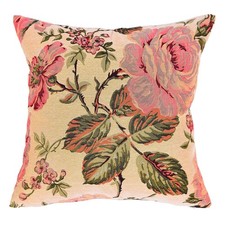 18x18 Tapestry Pillow Cover, Jacquard Woven Vintage French Country Floral Ros...