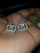 Women stud Earring 14K White Gold Plated Lab Created Diamond Round Cut 2Ct