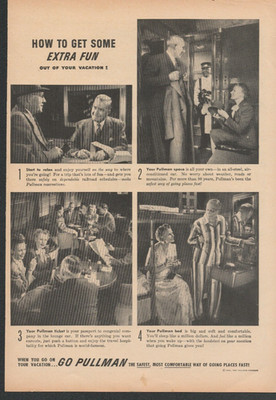 Pullman-Standard Railroad Coaches Train Sleeping Car Roomette Magazine Ad 1946