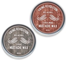 Mustache Wax 2 Pack - Beard  Moustache Wax for Men - Strong Hold Helps Train