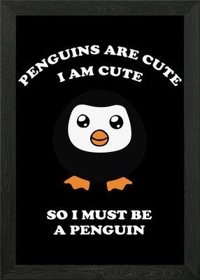 Small thick penguin Framed Wall Art Poster Canvas Print Picture