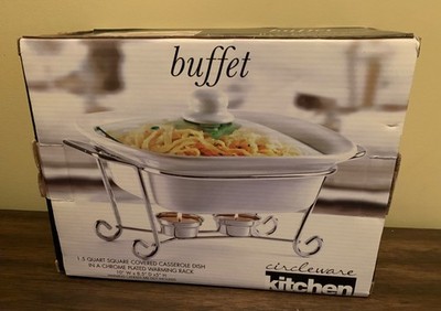 Circleware Kitchen 1.5 Quart Square Covered Casserole Dish with Warming Rack