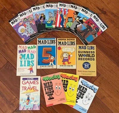 Mad Libs Vintage Lot 16 Party Games Retro Reading Wacky Family Fun mostly unused