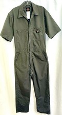 Dickies Full Zip Coveralls Workwear Jumpsuit Small Short Sleeve Gray Pockets