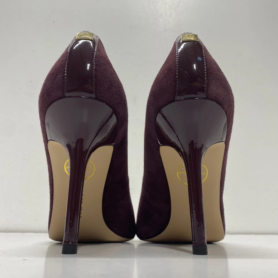 Lauren Ralph Lauren Mujer Lindella 11424 F19 Borgoña Cuero Tacones Talla 9B Foto 4 de 4