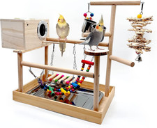 Bird Playground,Parrot Play Stand,Parakeet Play Gym with Breeding Box and Food C
