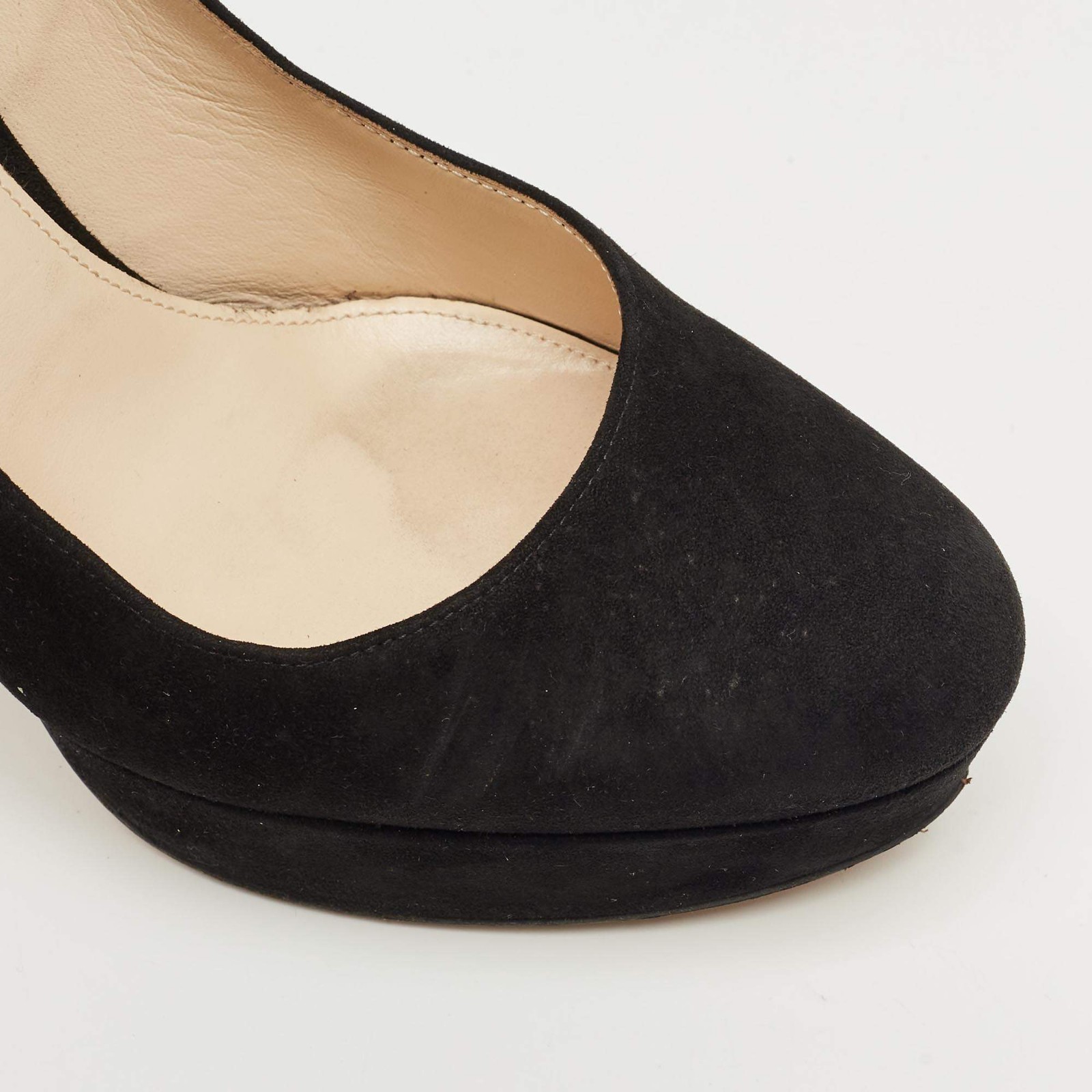 Prada Black Suede Platform Pumps Size 39.5 thumbnail 7