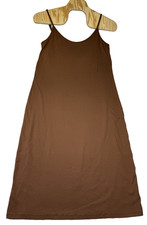 GAP Womens 2XL Maxi Y2K Cami Dress Mocha Brown Stretchy Fitted Beach Round Neck