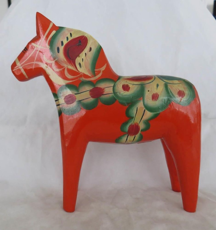 6 5/8 Inch Orange Dalarna Sweden Dala Horse