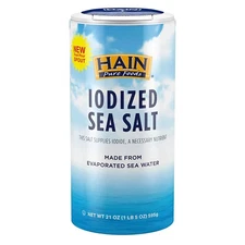 Hain Pure Foods Iodized Sea Salt 21 oz – Kosher, No Preservatives, Natural Flavo