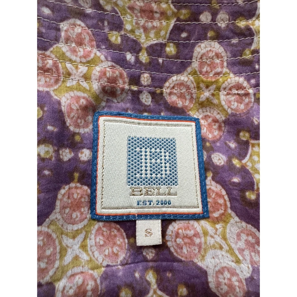 Alicia Bell | Top túnica para dormir con estampado de bloques de mano púrpura seda-algodón | Talla pequeña Foto 4 de 4