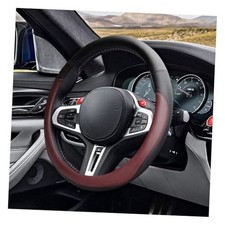 14.5"-15" Car Steering Wheel Cover, Microfiber Leather Cover, Anti Burgundy