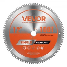 Circular Saw Blade,12"Diameter,100 Sharp Alloy Teeth,1"Arbor,Fine Finish,Aluminu