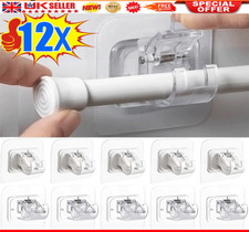 2-12PCs Self Adhesive Hooks Curtain Rod Bracket Pole Holder Drapery Hook Holders