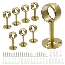 1-1/4 Inch Gold Stainless Steel Ceiling Mount Curtain Rod Brackets 8 Count