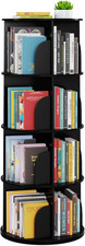 4-Tier Rotating Bookshelf Tower - 360 Spinning Corner Organizer in Black