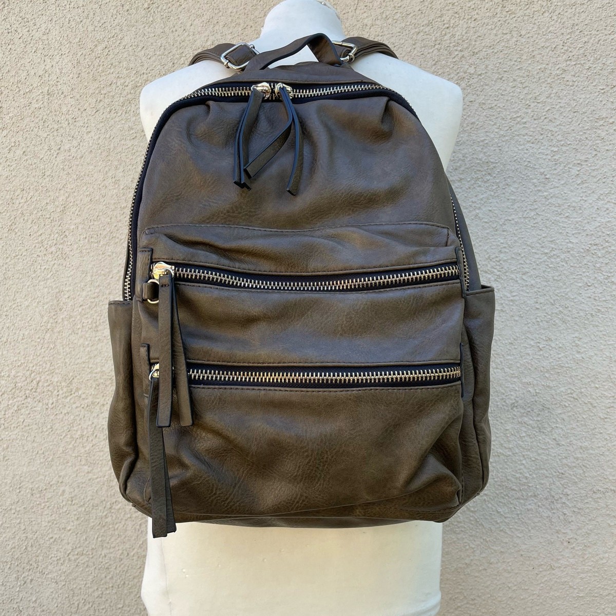 backpack designed for carry on luggage leather Brown Trolley Semi Full Grain Leather Color:NAVT TAN Shop Vintage Leather Bottom Oxford fabric backpack