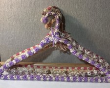 Vintage 70s Crochet Hangers Lot of 5 Handmade Yarn Clothes Asst Colors Granny