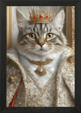 Bengal Cat King Portrait Framed Wall Art Poster Canvas Print Picture