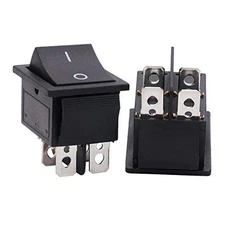 /2Pcs Rocker Switch 4 Pins 2 Position ON/Off AC 10A/125V 6A/250V DPST Car Black