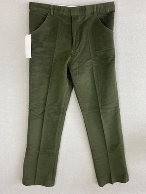 Walker & Hawkes Mens Green Moleskin Trousers W34 L31 Pleated Cotton New